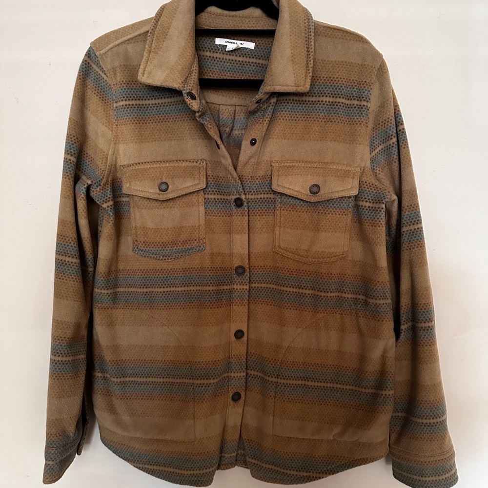 O'Neill Tan and Blue Fleece Shacket